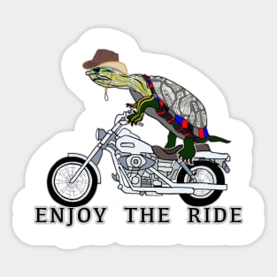 Turtles, Cowboy Turtles, Motorcycle Riders, Enjoythe Ride, Painted Turtle, Chicago, Illinois, Enjoy the Ride Sticker